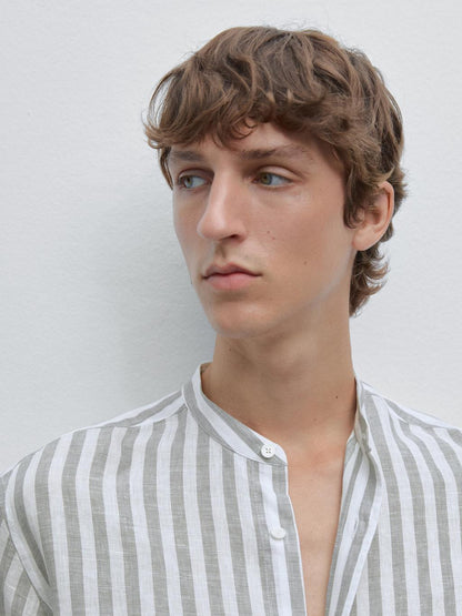 Regular-fit shirt with stand collar
