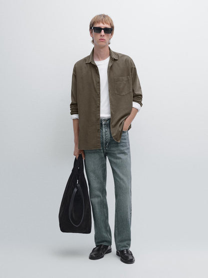 Regular fit needlecord shirt