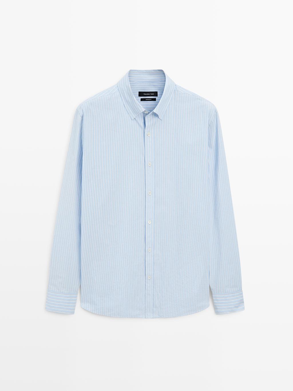 Regular fit striped poplin shirt