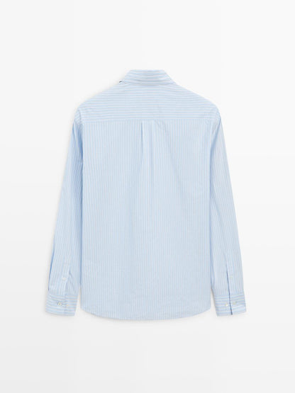 Regular fit striped poplin shirt
