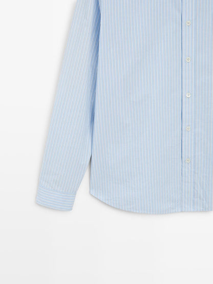 Regular fit striped poplin shirt