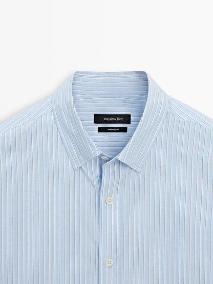 Regular fit striped poplin shirt