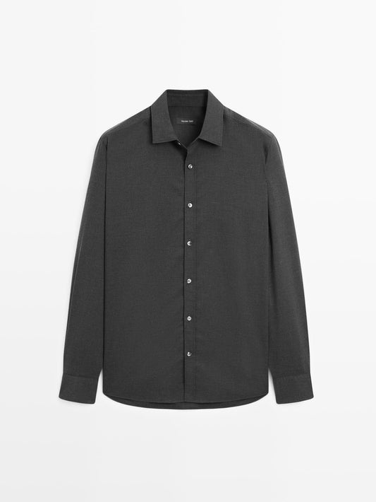 Regular fit micro-check shirt