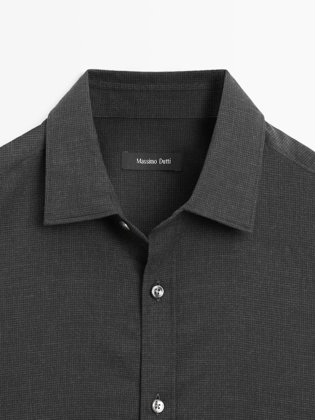 Regular fit micro-check shirt