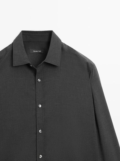 Regular fit micro-check shirt