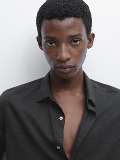 Regular fit micro-check shirt