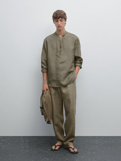 Regular fit faded linen shirt