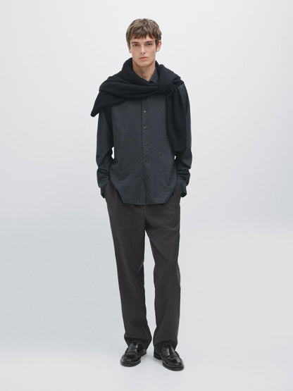 Regular fit check texture melange shirt