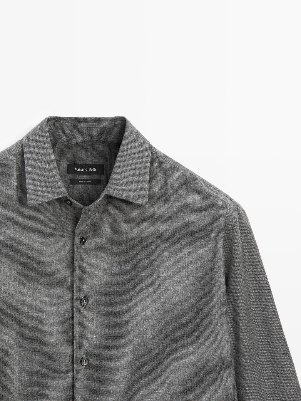 Regular fit check texture melange shirt