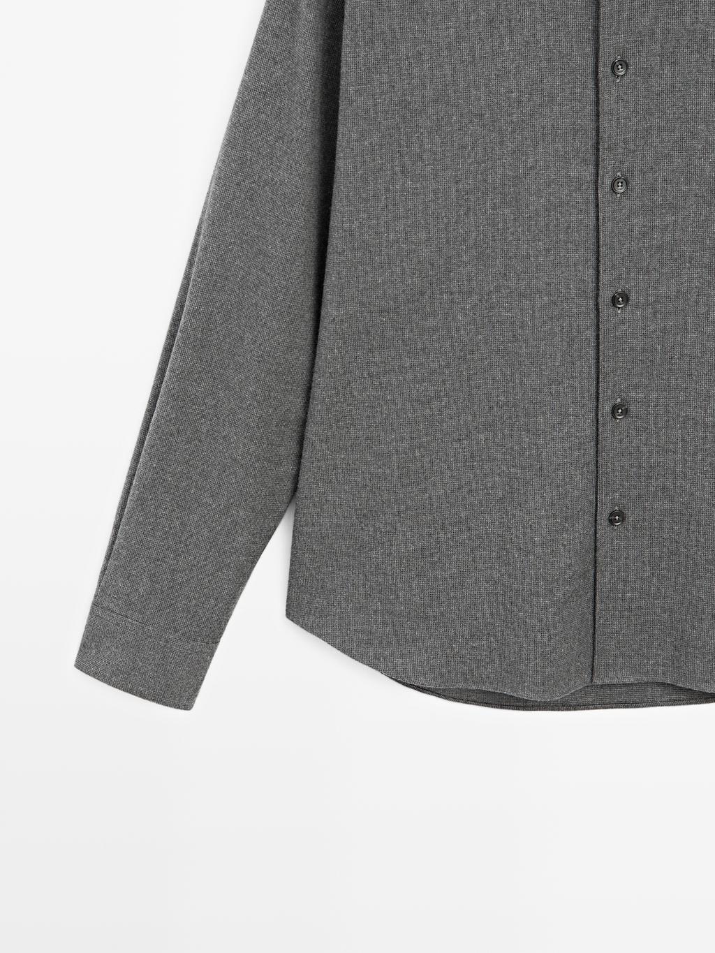 Regular fit check texture melange shirt