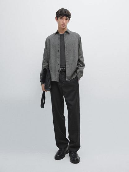 Regular fit check texture melange shirt