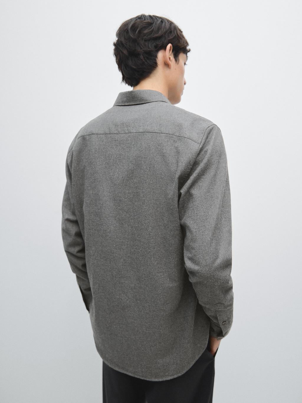 Regular fit check texture melange shirt