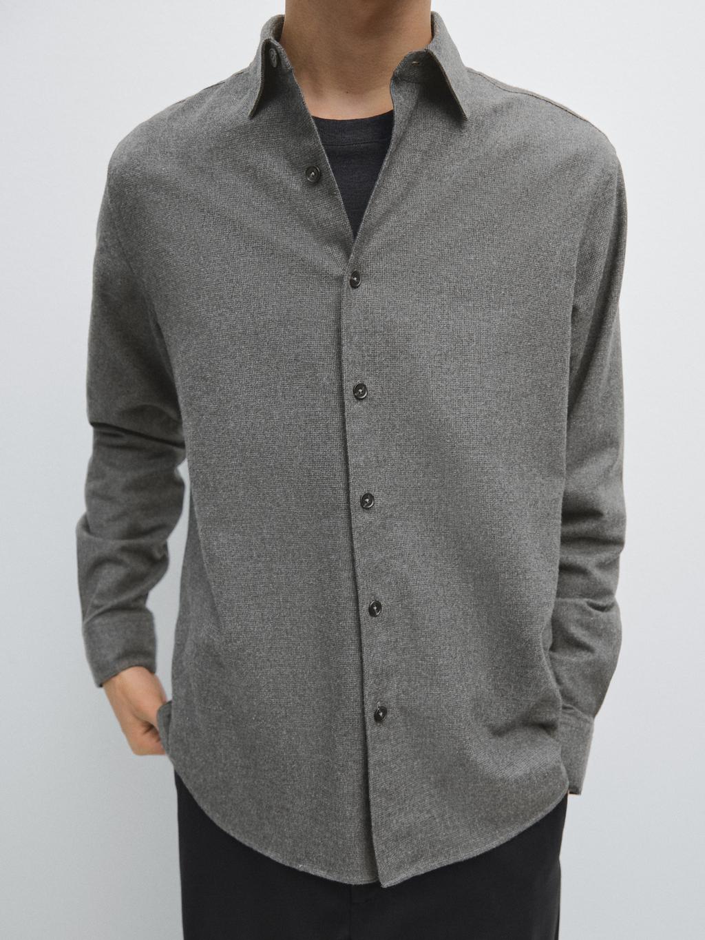 Regular fit check texture melange shirt