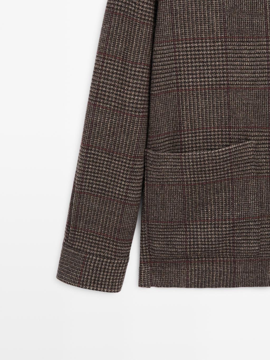 Wool blend check overshirt