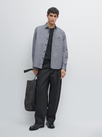 Melange overshirt with pocket