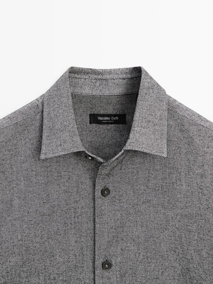 Regular fit melange Oxford shirt
