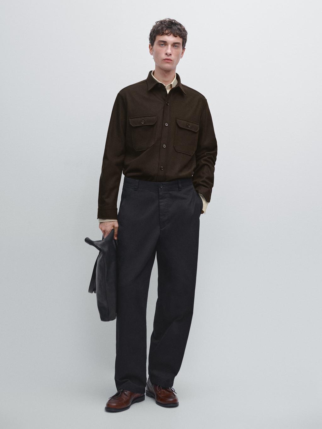 100% wool overshirt with pockets