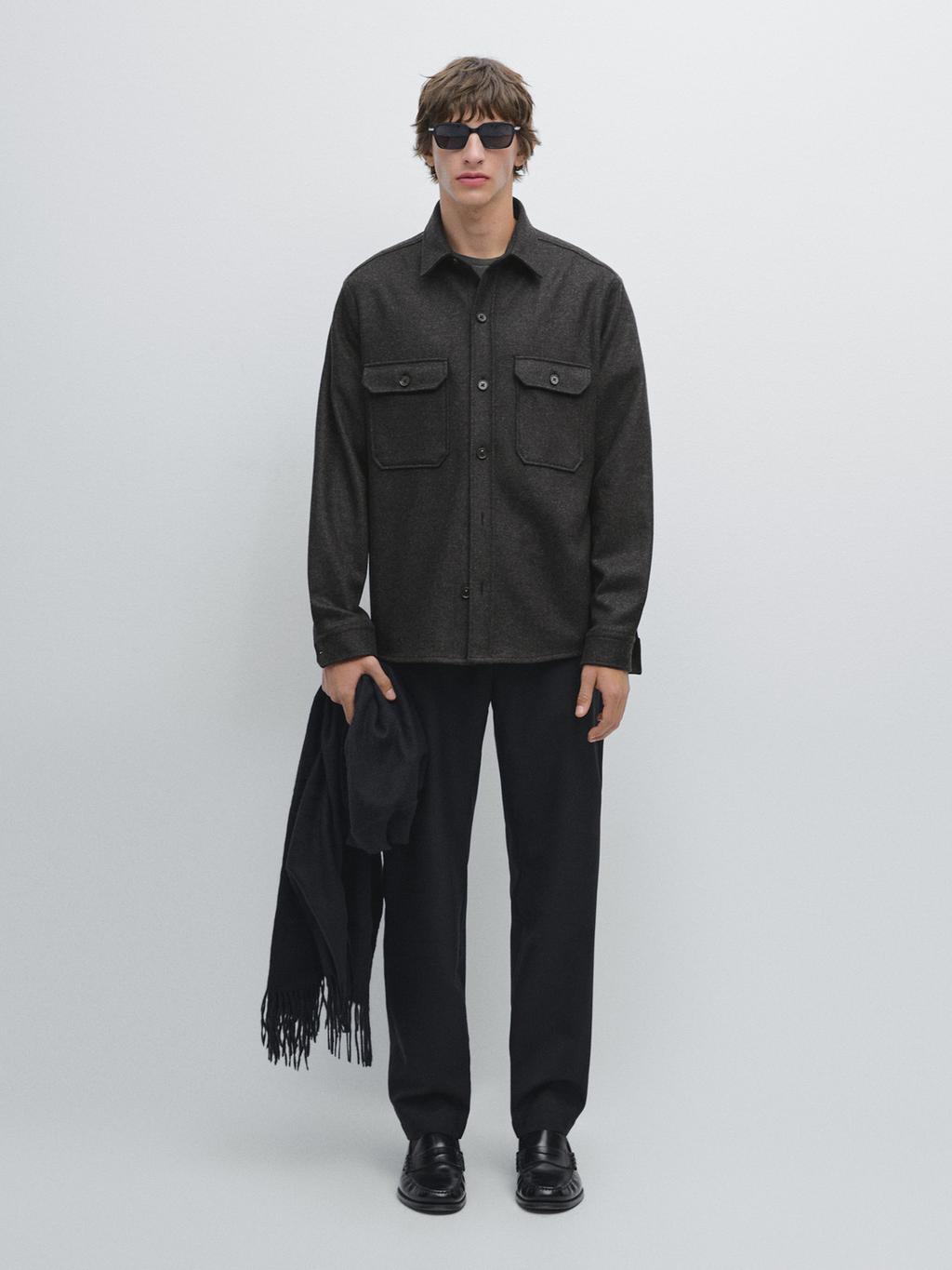 100% wool overshirt with pockets
