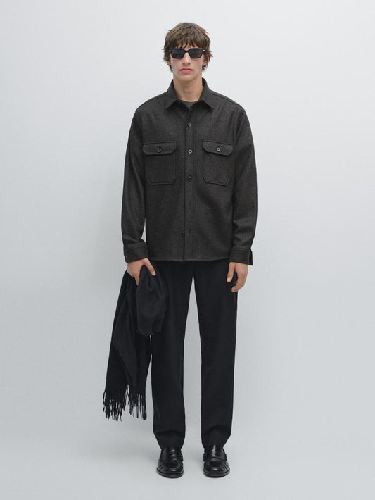 100% wool overshirt with pockets