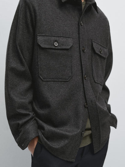 100% wool overshirt with pockets