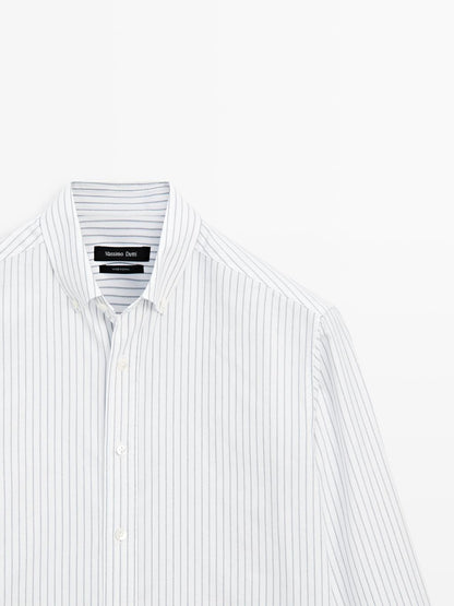 100% cotton regular fit striped shirt