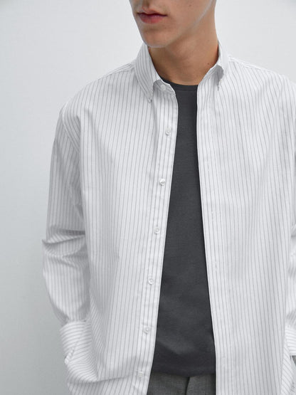 100% cotton regular fit striped shirt