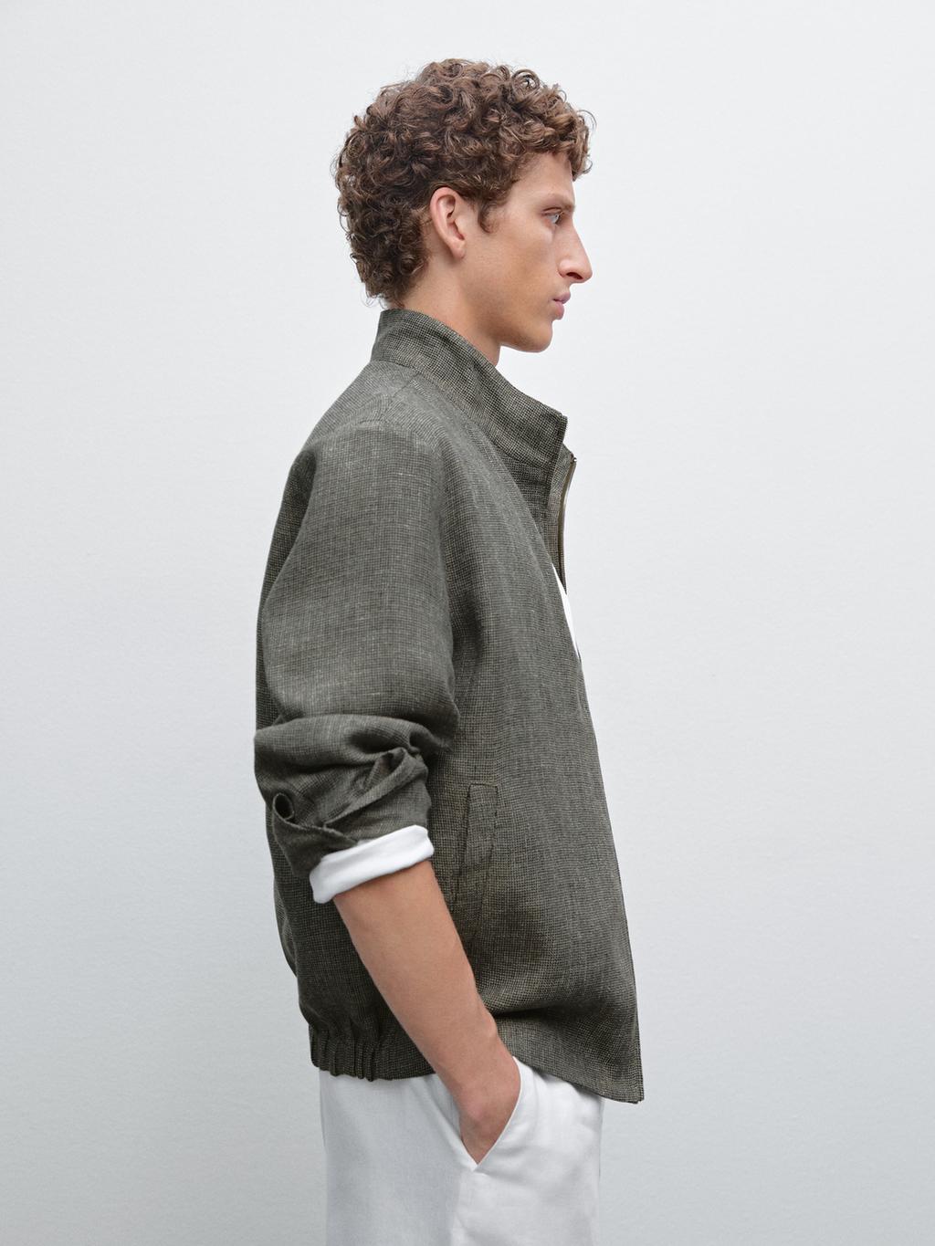 Faded textured linen blend jacket