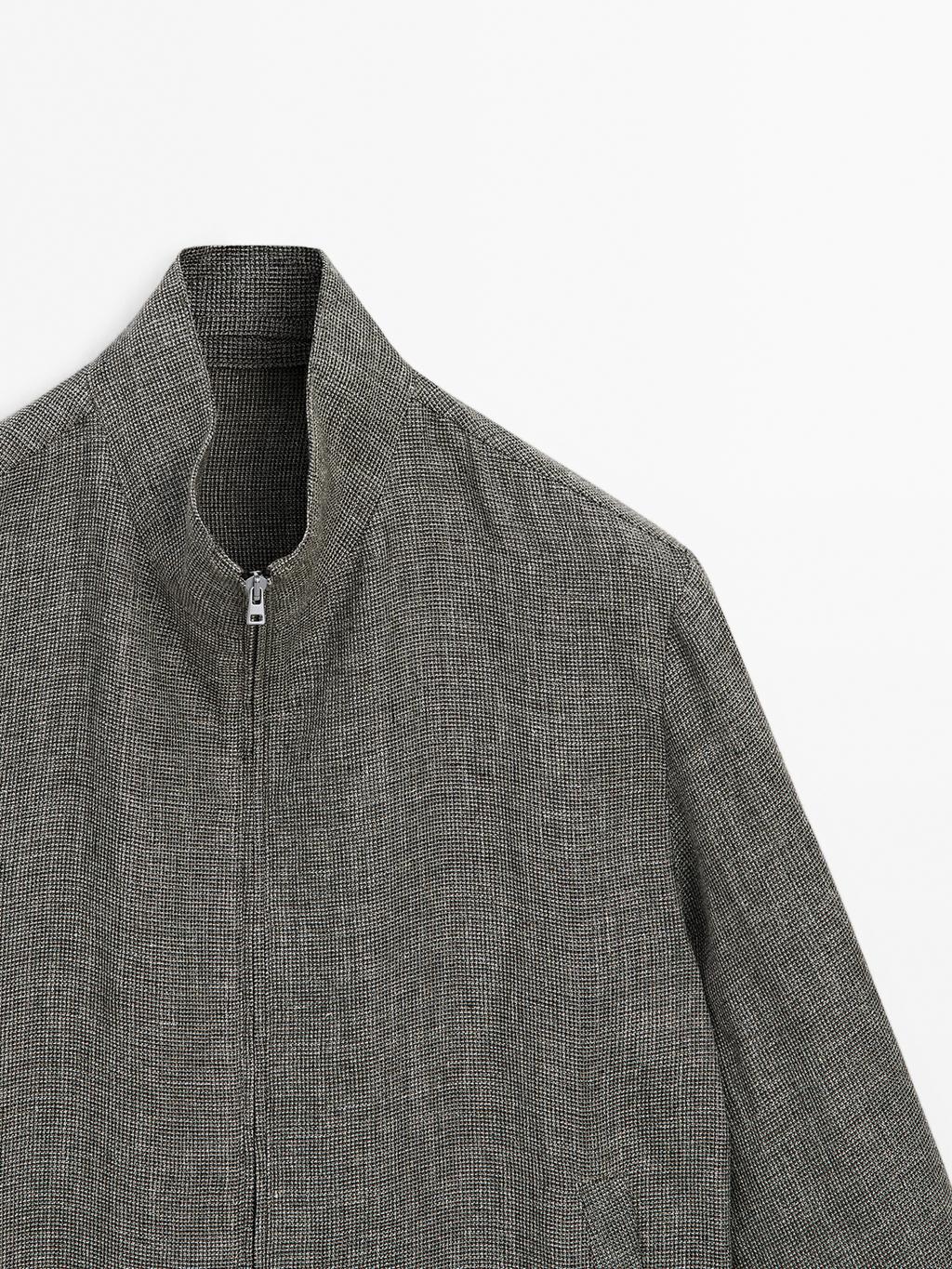 Faded textured linen blend jacket