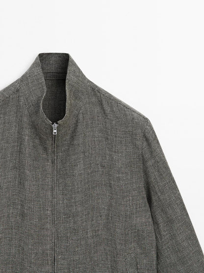 Faded textured linen blend jacket