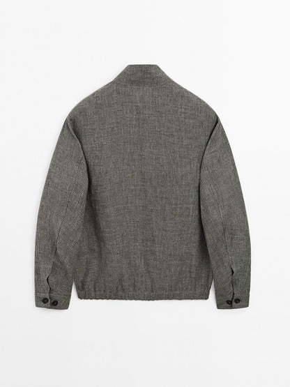 Faded textured linen blend jacket