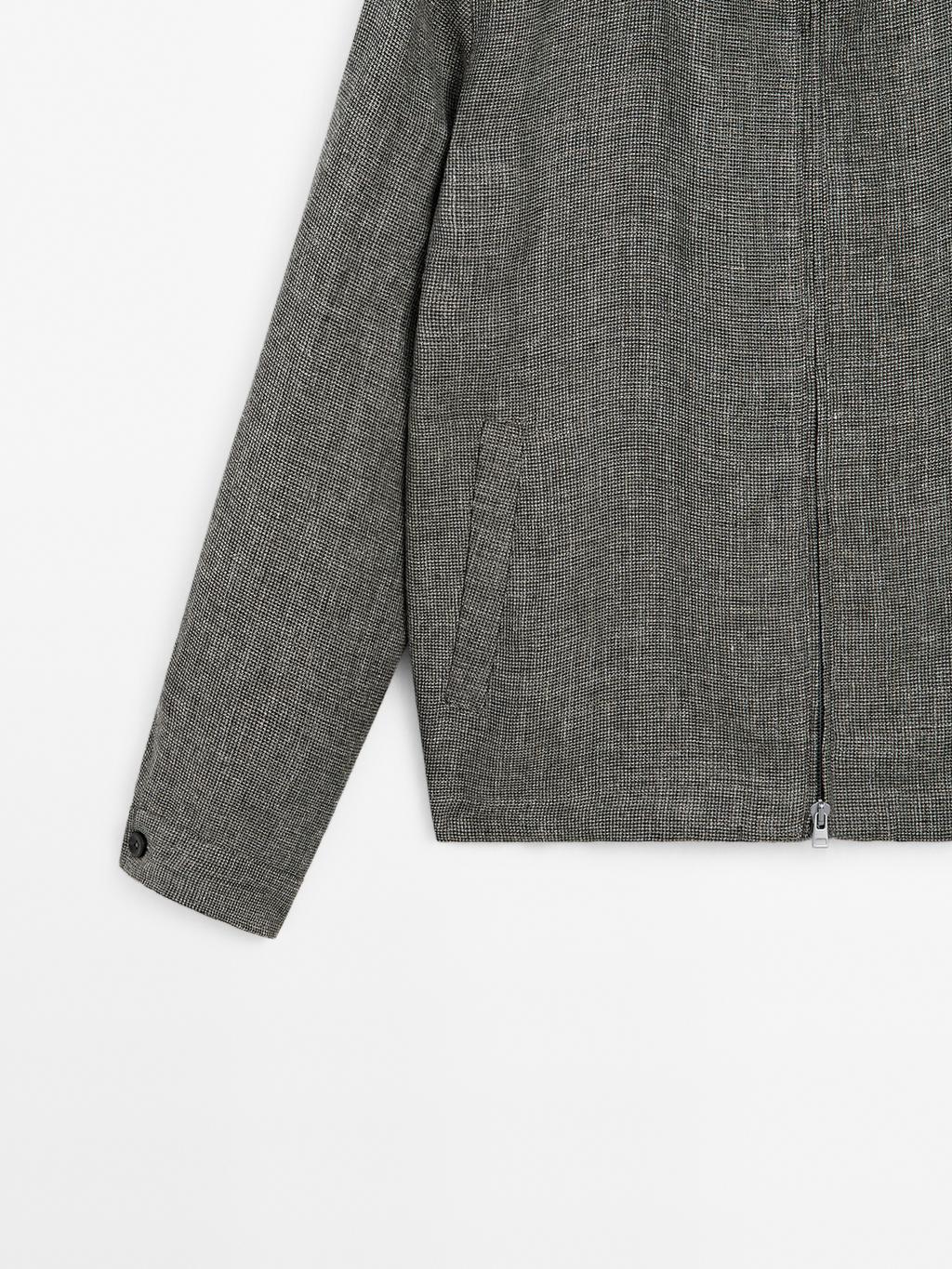 Faded textured linen blend jacket