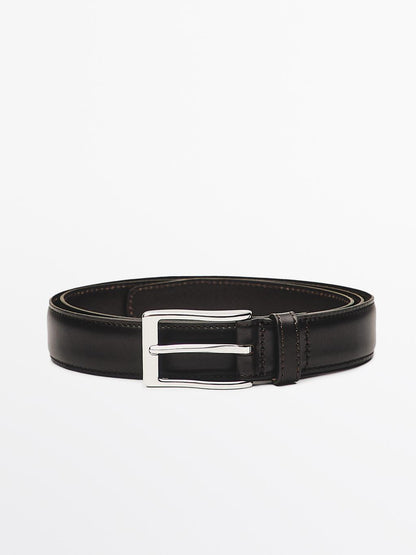 Smart nappa leather belt with topstitching