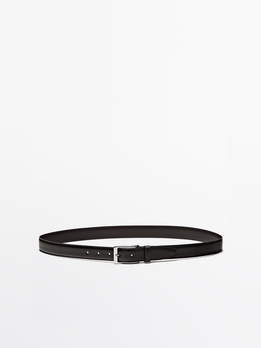 Smart nappa leather belt with topstitching