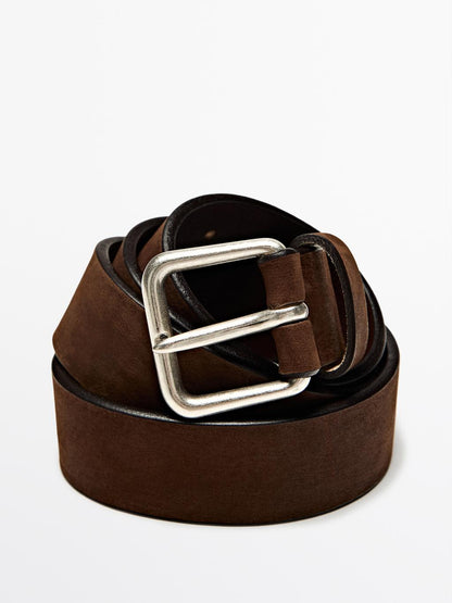 Distressed leather belt