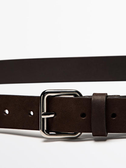 Nubuck leather belt