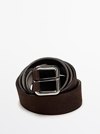 Nubuck leather belt