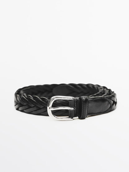 Plaited leather belt