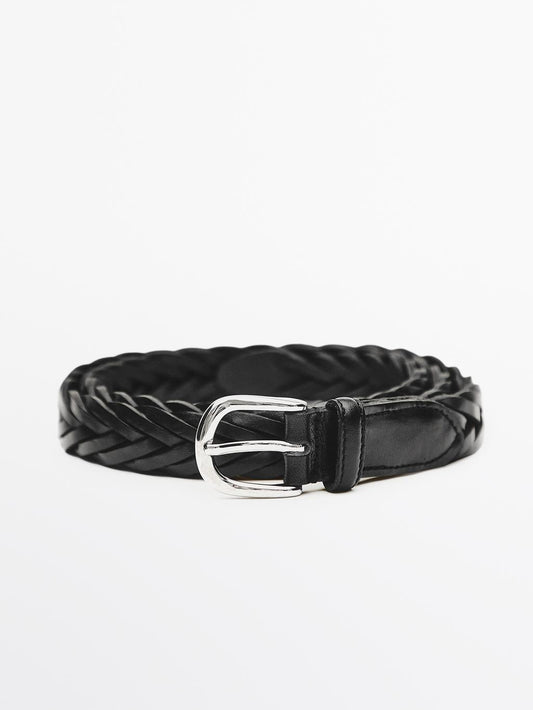Plaited leather belt