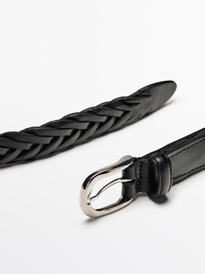 Plaited leather belt