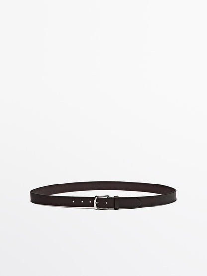 Nappa leather belt with nickel buckle