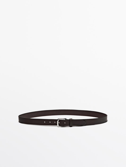 Nappa leather belt with nickel buckle