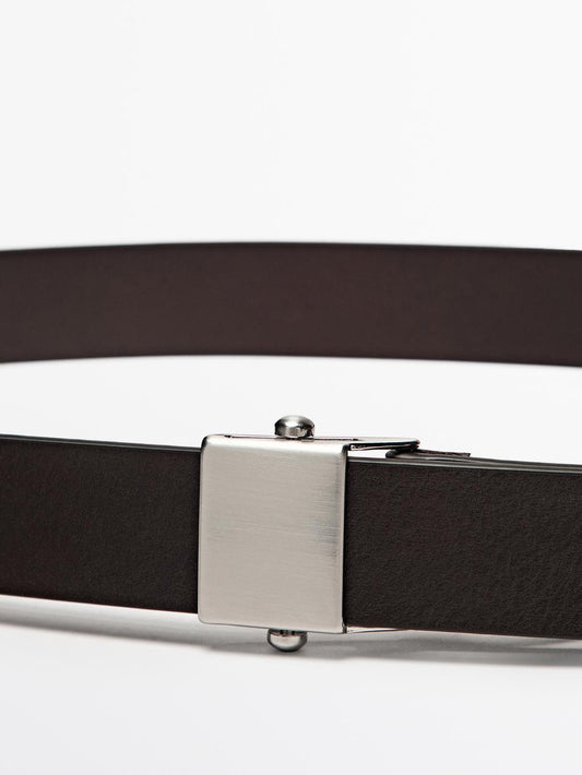 Nappa leather belt with buckle loop - LIMITED