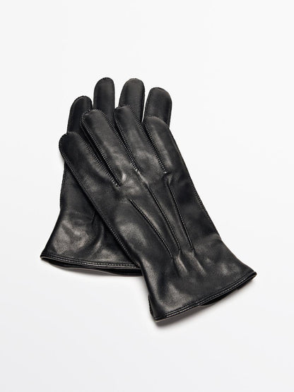 Leather gloves with nappa finish