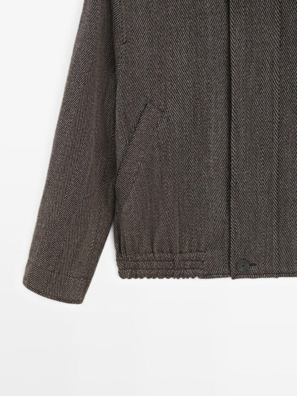 Wool blend herringbone bomber jacket - LIMITED