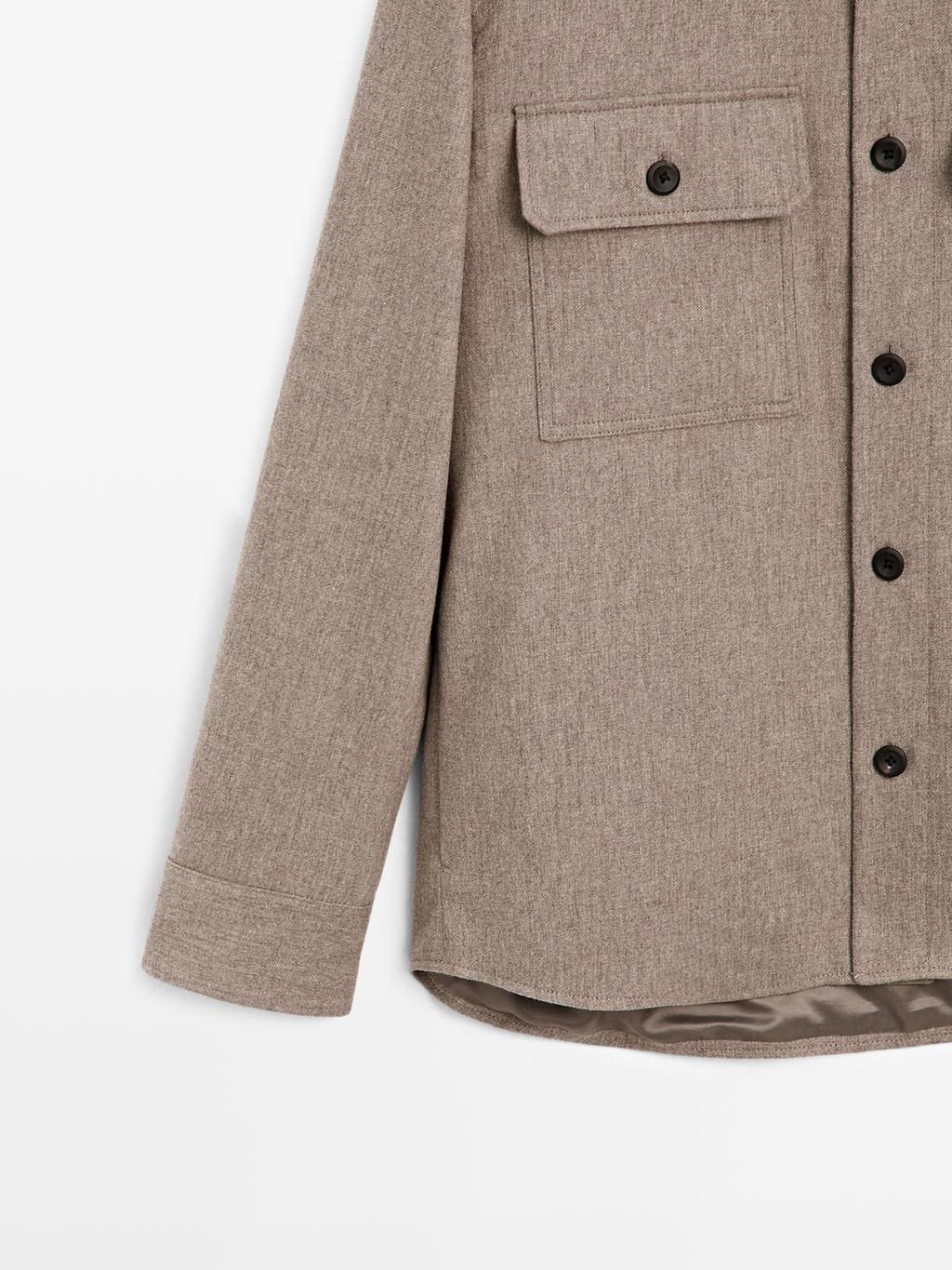 Wool blend overshirt with pockets - LIMITED