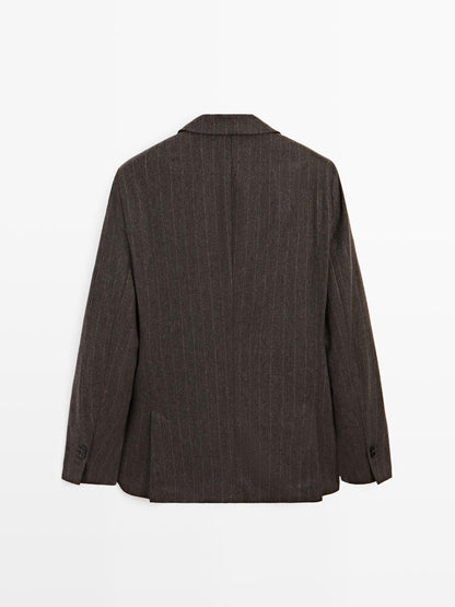 Striped wool blend suit blazer