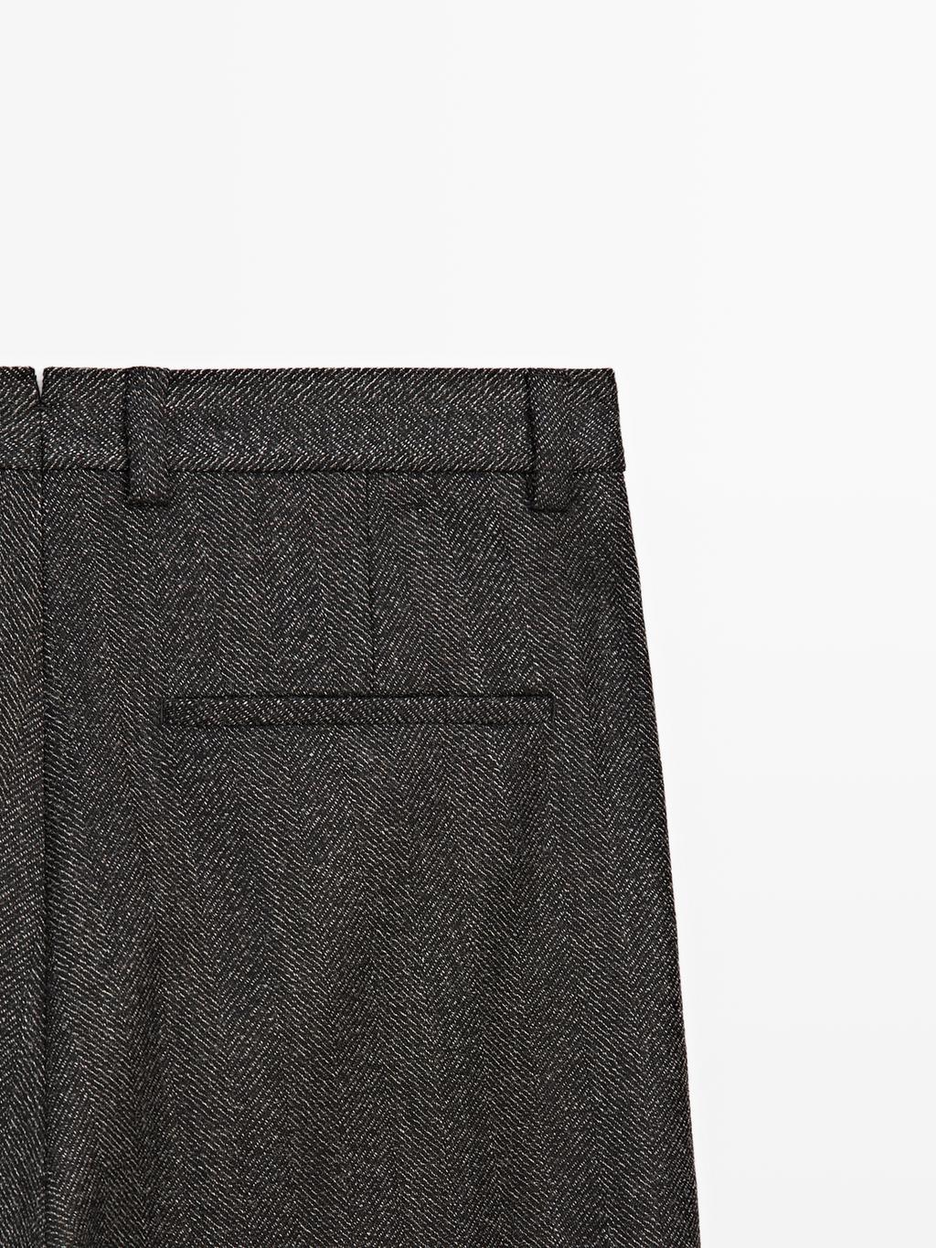 Herringbone wool blend trousers - LIMITED