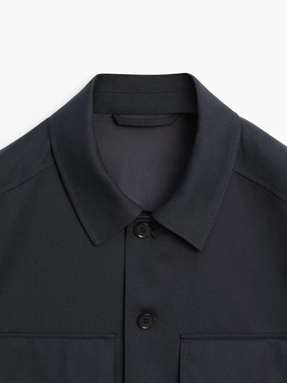 Cool wool blend zipped overshirt