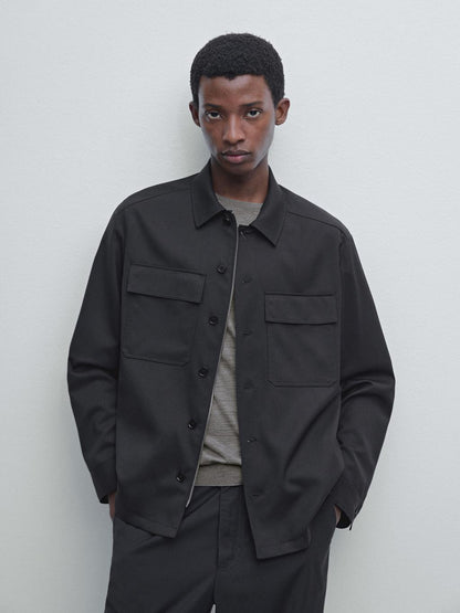 Cool wool blend zipped overshirt