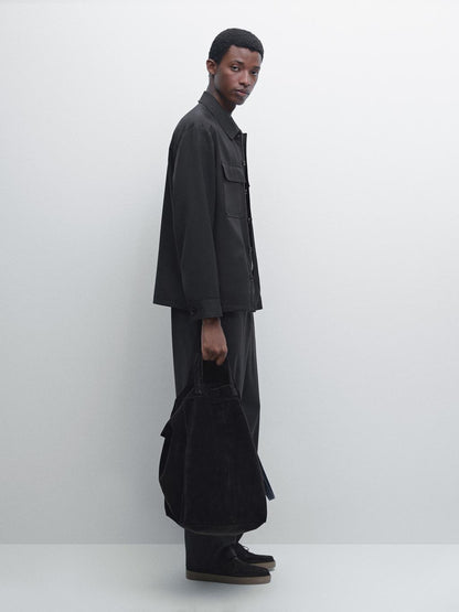 Cool wool blend zipped overshirt